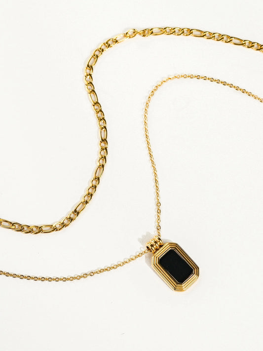 Mare 18K Gold Stack Necklace with Square Pendant
