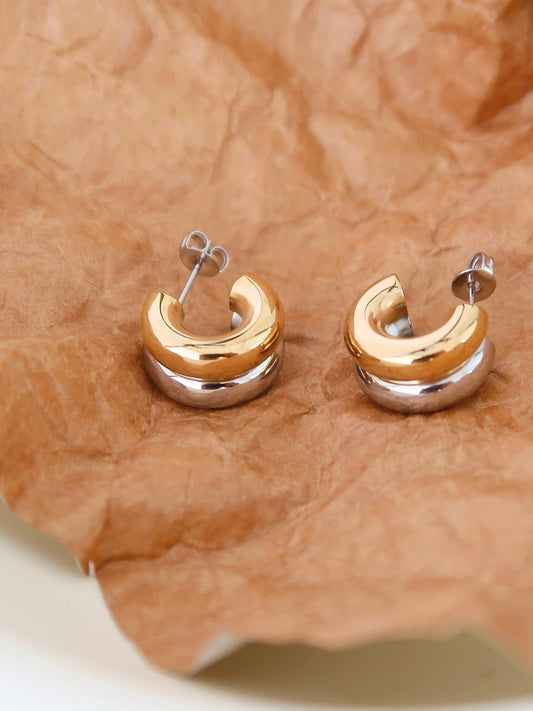 Two Tone Emma Double C-Hoop Earrings