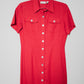 Vintage Red Linen Blend Button Dress - Size 8