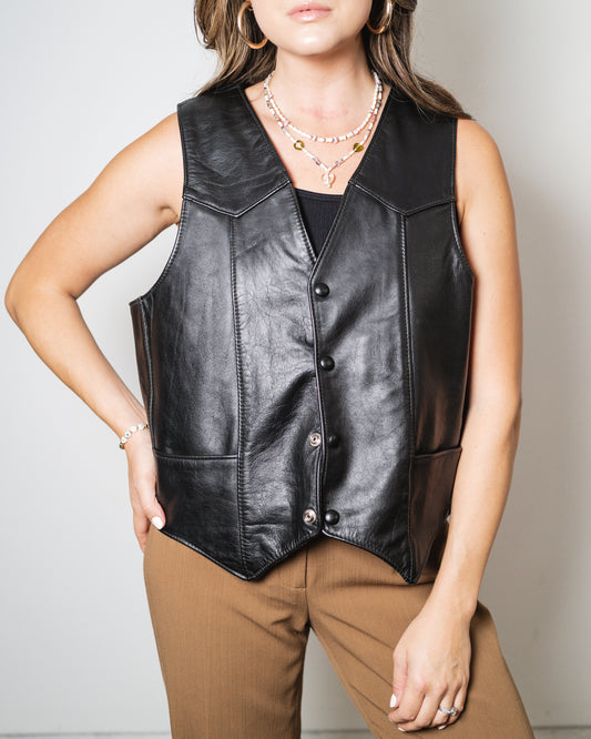 Vintage Leather Vest - Size Large