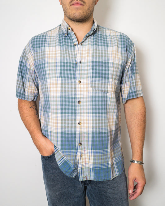 Vintage Mens Button Short Sleeve Shirt - Size Large