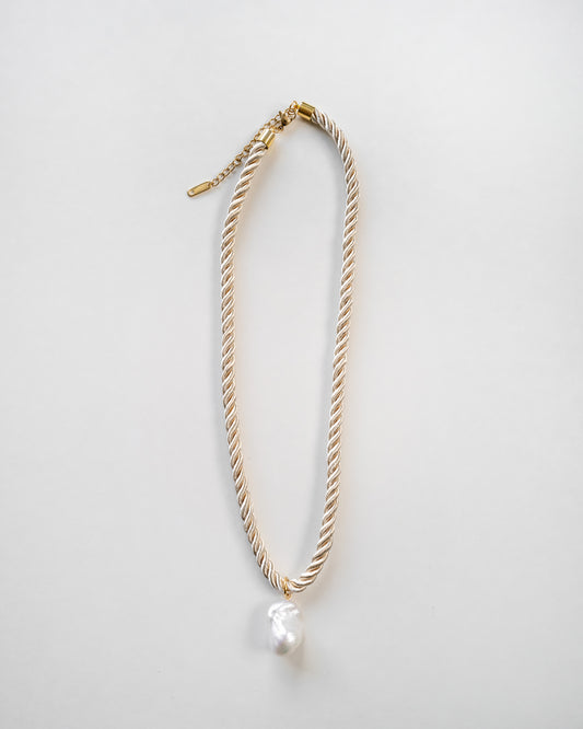 Satin Rope Baroque Pearl Necklace - Cream