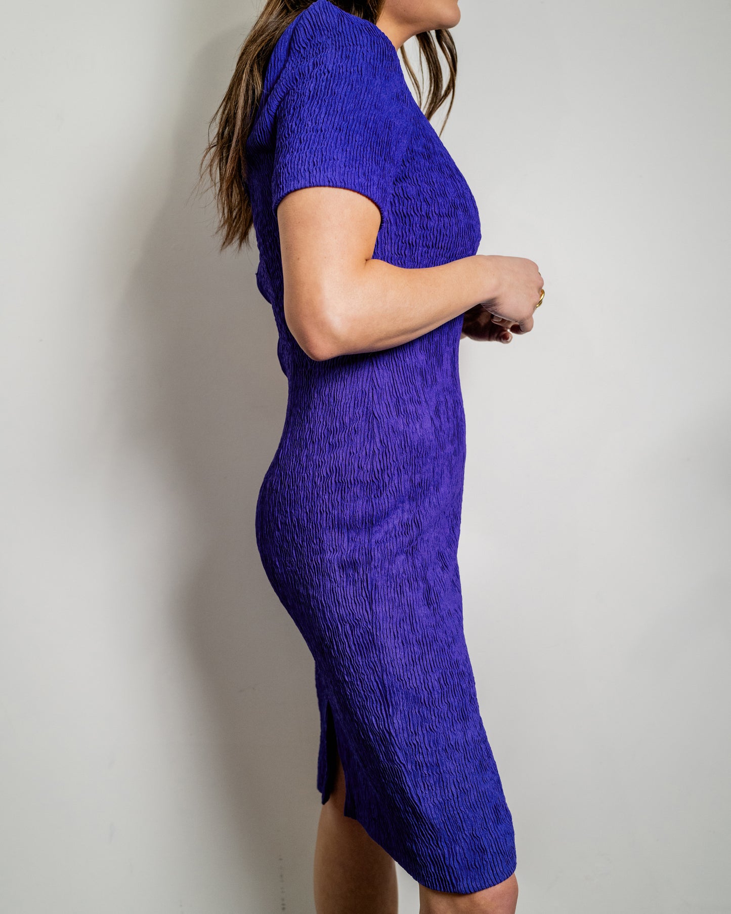 Vintage Texture Purple Dress - Size 10
