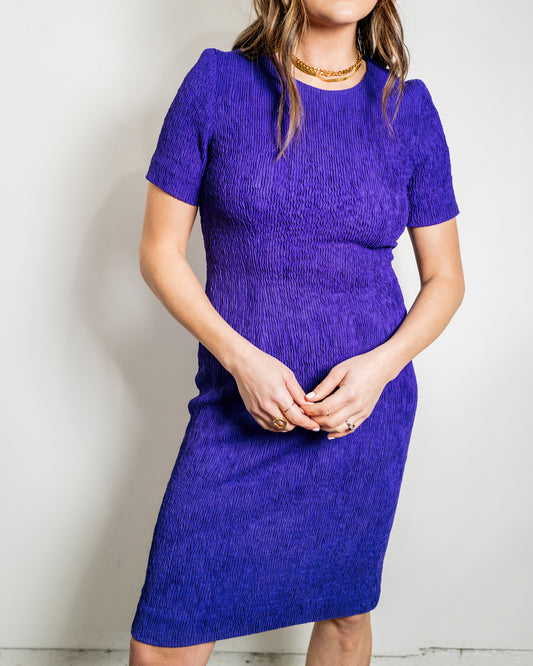 Vintage Texture Purple Dress - Size 10