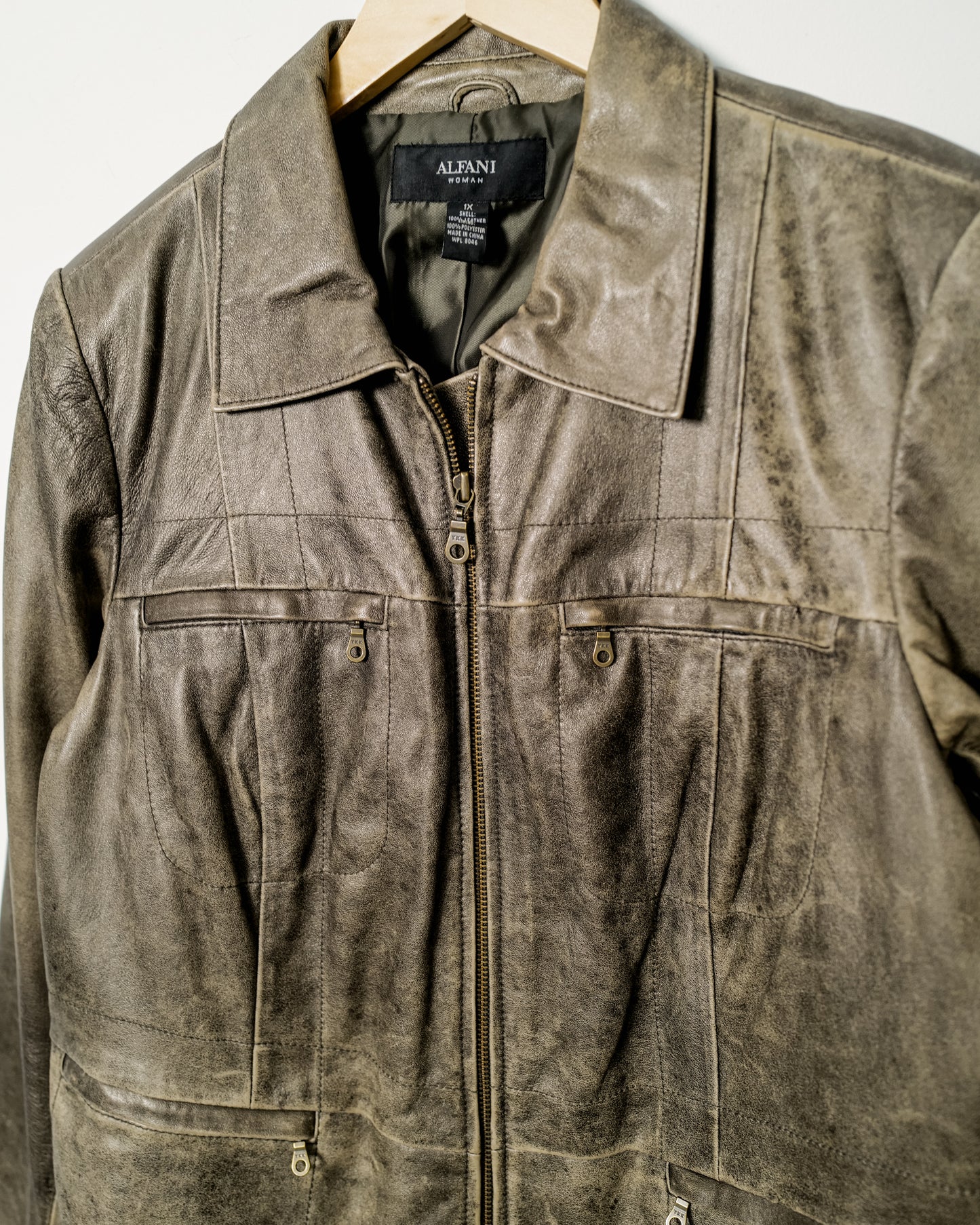 Distressed Leather Jacket - Size XL