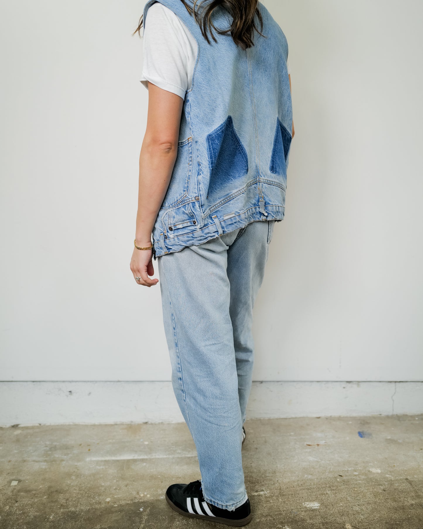 Upcycled Re-Worked Denim Vest - Size Small