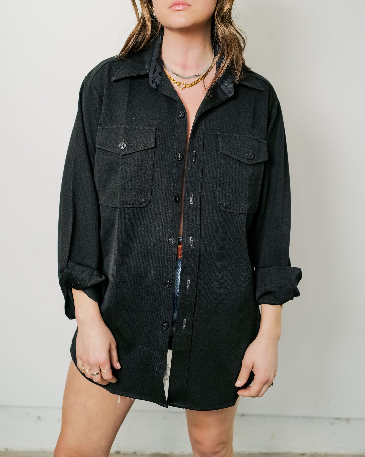 Vintage Black Long Sleeve Shirt - Size Large