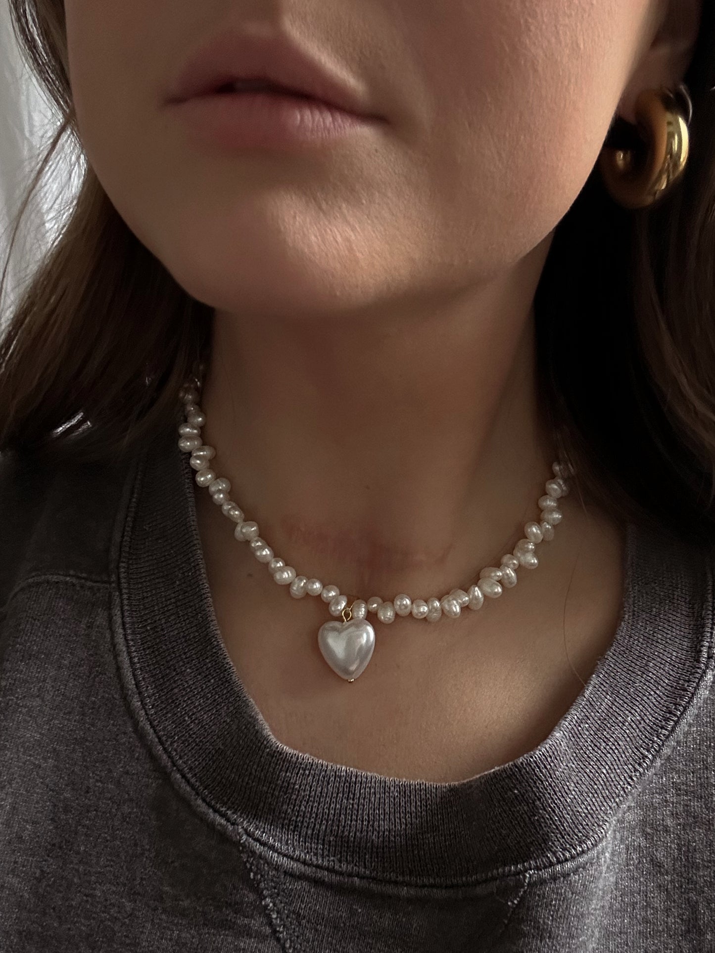Agape Baroque Pearl Heart Necklace